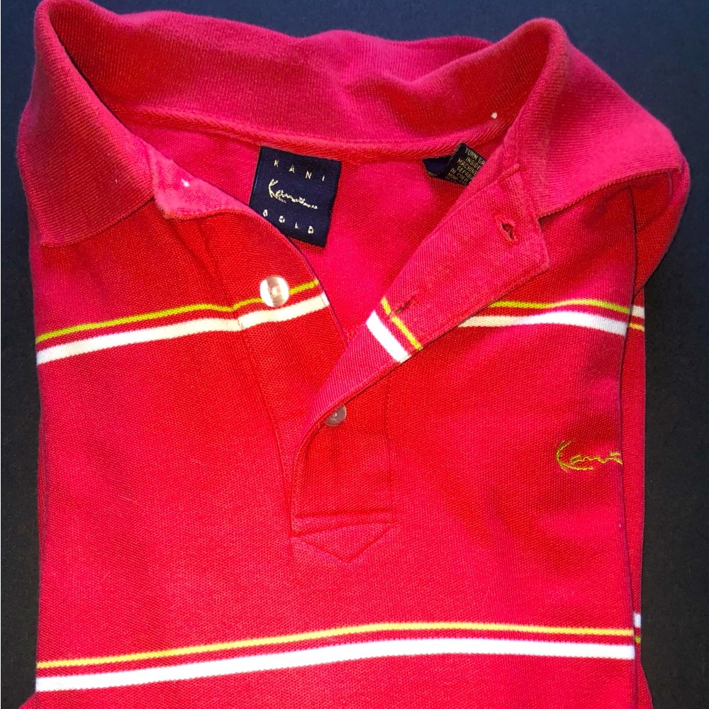 Karl Kani Gold Mens Polo EUC Sz L Large 90’s Vintage Streetwear